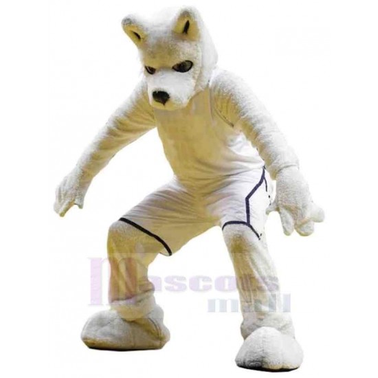Collège Strong White Sport Wolf Costume de mascotte Animal