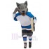 Universidad Grey Wolf Disfraz de mascota animal en ropa deportiva azul y blanca