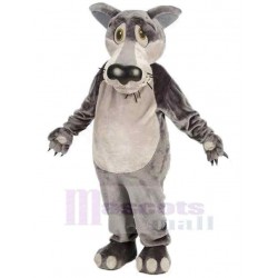 Unhappy Gray Wolf Mascot Costume Animal with Big Nose