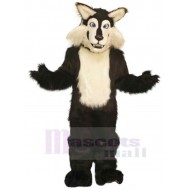 Comical Black and White Wolf Mascot Costume Animal