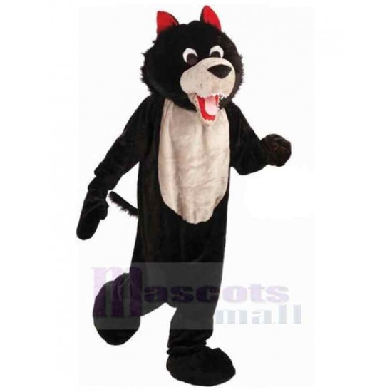Lobo negro gracioso Disfraz de mascota animal con orejas rojas