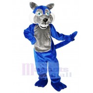 Blue Wolf Mascot Costume Animal with Gray Belly