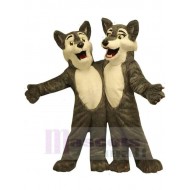 Cute Brown Boy and Girl Wolf Mascot Costume Animal