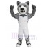 Süßer grauer Wolf Maskottchen Kostüm Tier in weißer Sportbekleidung