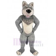Grey Furry Wolf Mascot Costume Animal Adult