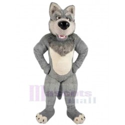 Grauer Pelzwolf Maskottchen Kostüm Tier Erwachsene