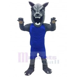 Lobo feroz Disfraz de mascota animal en ropa azul marino