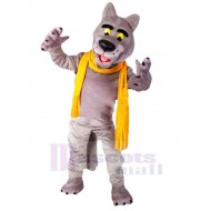 Hochwertiger Wolf Maskottchen Kostüm Tier mit gelbem Schal
