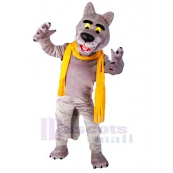 Lobo de alta calidad Disfraz de mascota animal con bufanda amarilla