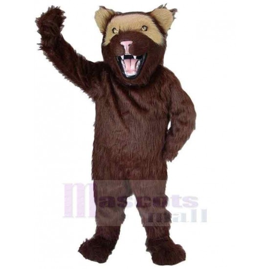 Brown Plush Wolverine Wolf Mascot Costume Animal