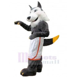 Lächelnder Plüsch grauer Wolf Maskottchen Kostüm Tier