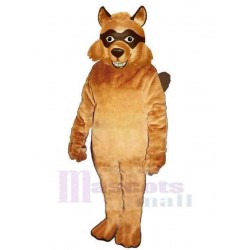 Smiling Brown Wolf Mascot Costume Animal Adult