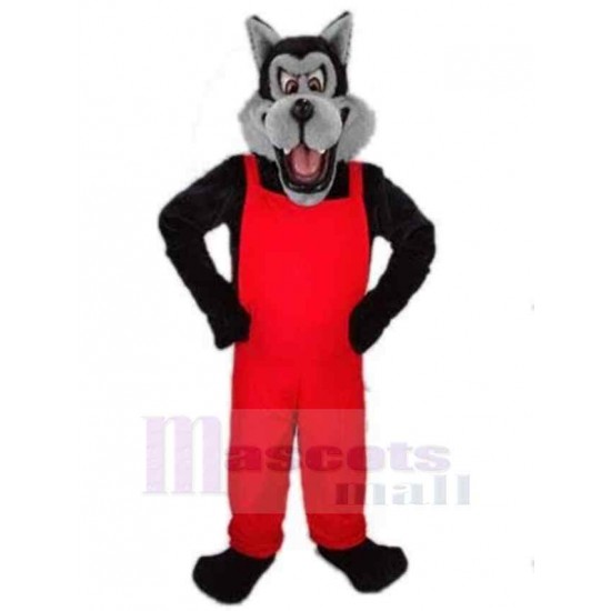 Méchant loup Costume de mascotte Animal en vêtements rouges