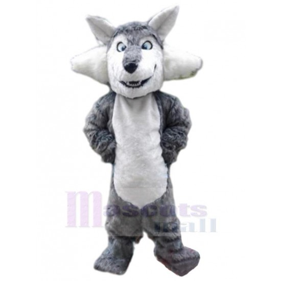Lustiger böser grauer Wolf Maskottchen Kostüm Tier Erwachsene