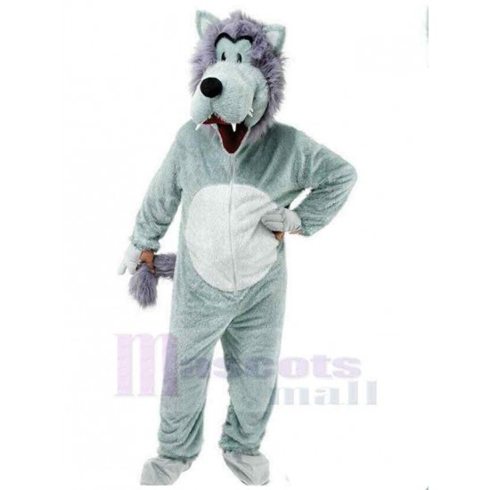 Lindo lobo gris Disfraz de mascota animal con ojos pequeños