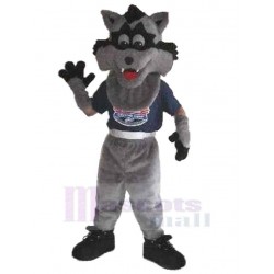 Cooler grauer Wolf Maskottchen Kostüm Tier mit schwarzen Schuhen