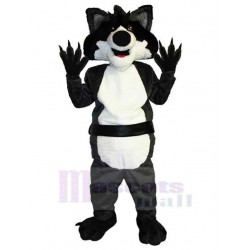 Joyeux loup noir avec des griffes acérées Costume de mascotte Animal