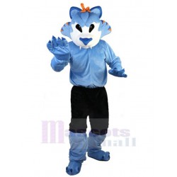 Blue Wolf Mascot Costume Animal with Sharp Teeth