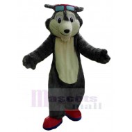 Gray Wolf Pilot Mascot Costume Animal