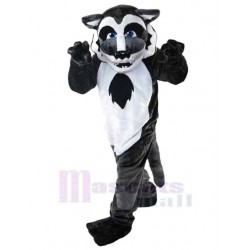 Lobo gris oscuro Disfraz de mascota animal con ojos azules