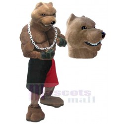 Ferocious Muscle Brown Wolf Mascot Costume Animal