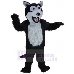 Dientes afilados Negro Peluche Lobo Disfraz de Mascota Animal Adulto