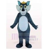 Grauer Wolf Maskottchen Kostüm Tier mit blauen Ohren