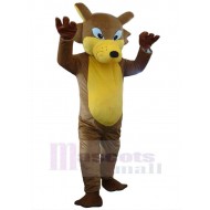 Lobo marrón Disfraz de mascota animal con vientre amarillo