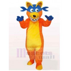 Orange Wolf Mascot Costume Animal with Yellow Belly