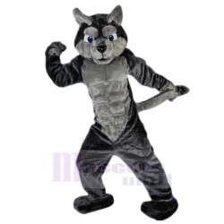 Loup gris musclé Costume de mascotte Animal Costume de fête