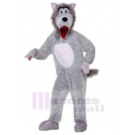 Kleine Augen Hellgrauer Wolf Tier Maskottchen Kostüm