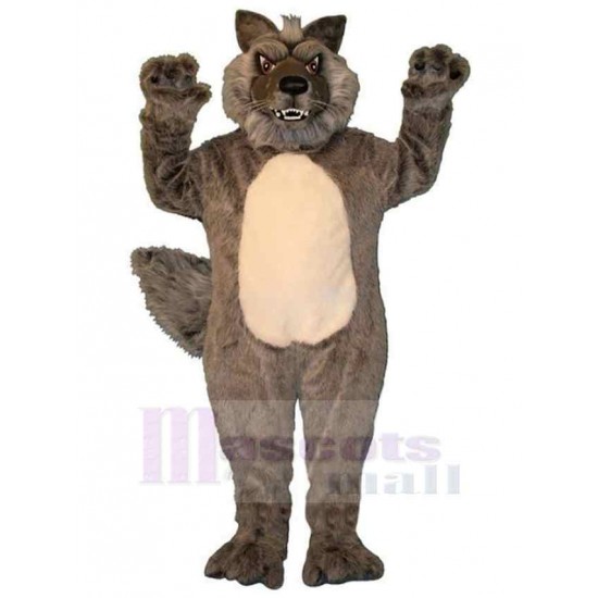 Brown and Gray Plush Wolf Mascot Costume Animal Adult