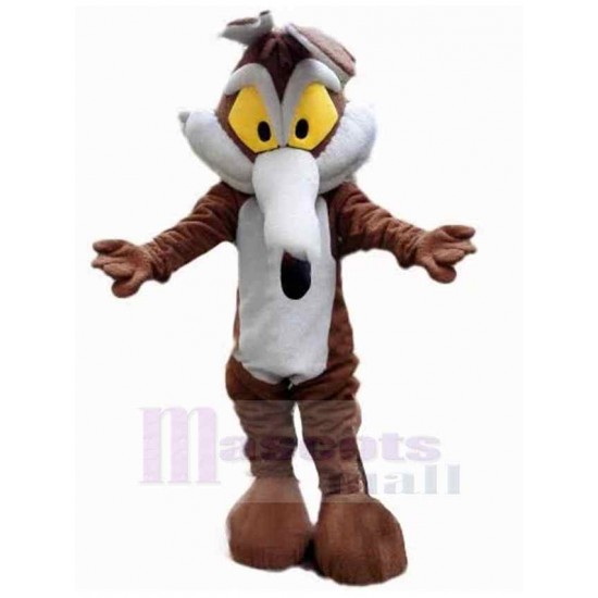 Brown Wolf Mascot Costume Animal with Yellow Eyes
