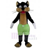 Lobo negro y marrón Disfraz de mascota animal en pantalones verdes