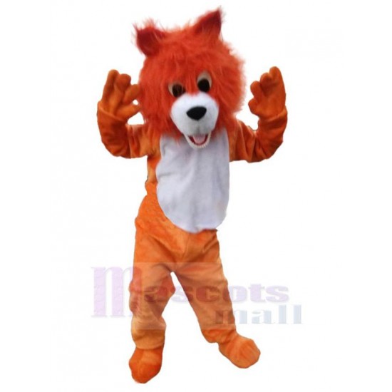 Loup orange en peluche mignon Costume de mascotte Animal