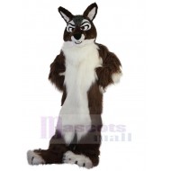 Long Fur Brown and White Wolf Mascot Costume Animal