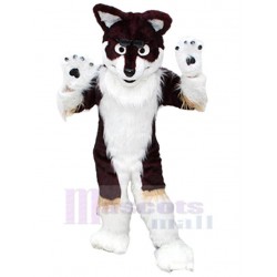 Hohe Qualität Brauner und weißer Wolf Maskottchen Kostüm Tier