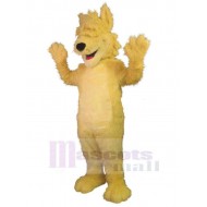 Lobo amarillo de lana larga con los ojos vendados Disfraz de mascota animal