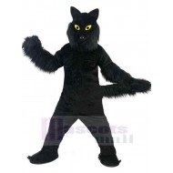Schwarzer Plüschwolf Maskottchen Kostüm Tier mit gelben Augen