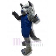 Starker College-Wolf Maskottchen Kostüm Tier in Blaue Sportbekleidung