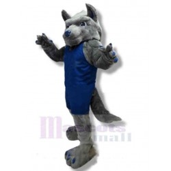 Strong College Wolf Mascot Costume Animal in Blue Sportswear