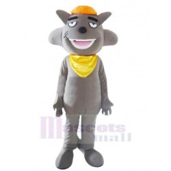 Cunning Cartoon Wolf Mascot Costume Animal with Orange Hat