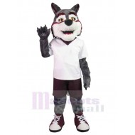 High School Wolf Mascot Costume Animal in White T-shirt