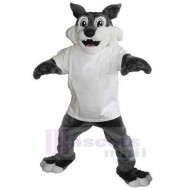 Robuster Wolf Maskottchen Kostüm Tier im weißen T-Shirt