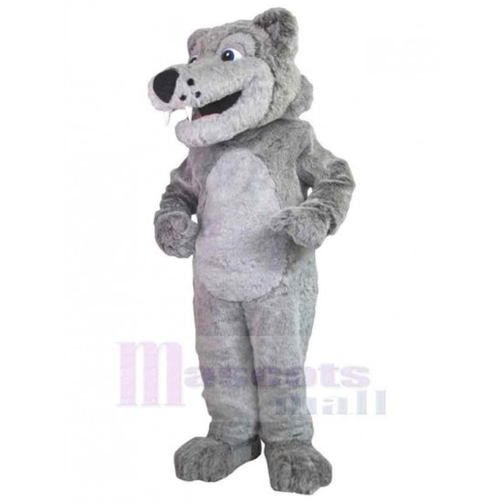 Loup gris en peluche Costume de mascotte Animal avec des crocs