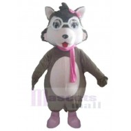 Süßer Babywolf Maskottchen Kostüm Tier mit rosa Schal