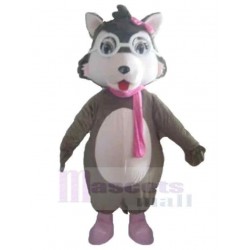 Lindo bebé lobo Disfraz de mascota animal con bufanda rosa
