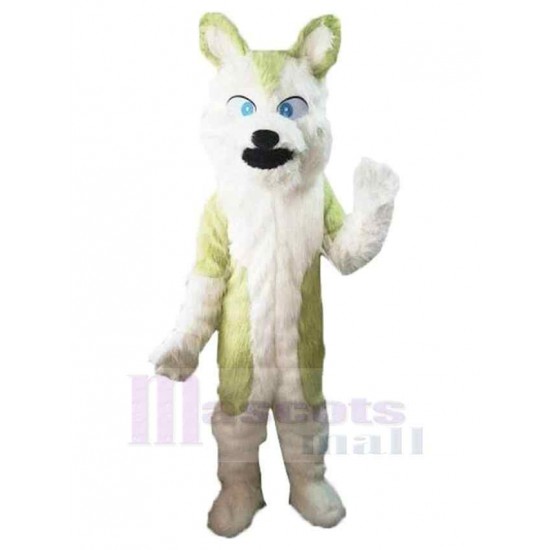 Agitant le loup vert et blanc Costume de mascotte Animal