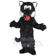 Schwarzer Wolf Maskottchen Kostüm Tier mit roter Zunge