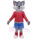 Disfraz de mascota lobo Animal en Chaqueta de béisbol roja